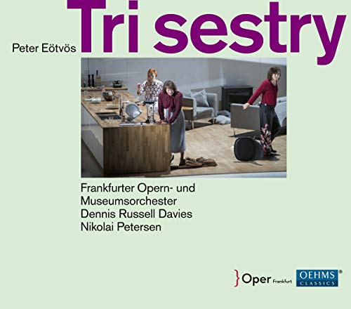 CD cover for “Tri sestry” opera, featuring three women in a room.