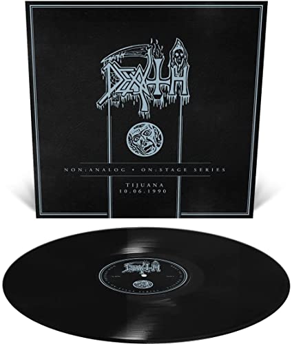 Black vinyl record with Death band logo and concert details on cover.