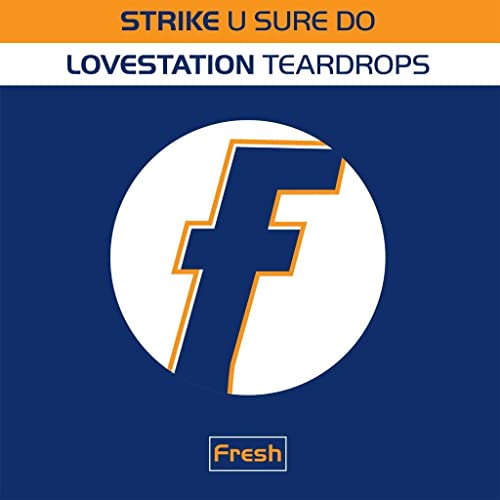 Record sleeve with a large white circle containing a blue lightning bolt "F".