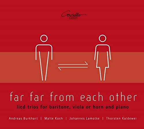 Red CD cover with white line-art figures facing away from each other.
