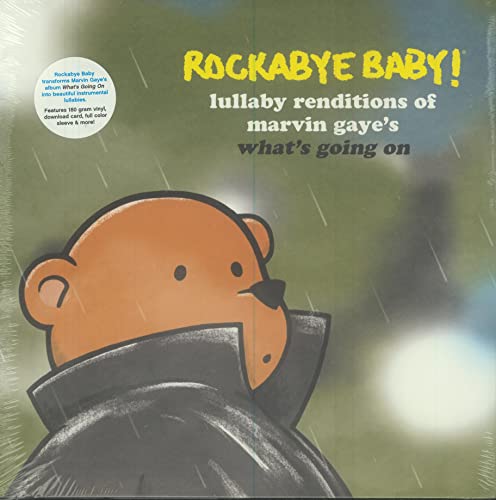 Vinyl record cover featuring a cartoon bear in a suit, raining.