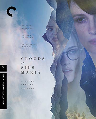 Blu-ray cover for “Clouds of Sils Maria” featuring Juliette Binoche and Kristen Stewart.