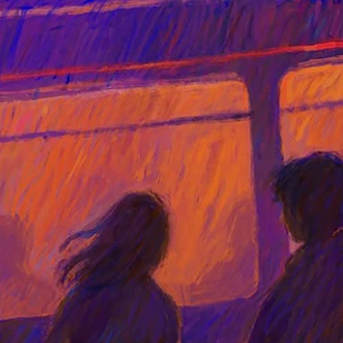 CD cover with painted figures silhouetted against an orange and purple background.