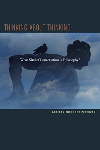 "Book cover with a man in thought, a bird on his arm, against a cloudy sky."