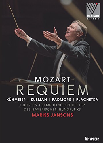Conductor in suit holds baton, gesturing, on a dark background with white and red text.