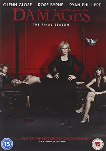 Damages" series 6 DVD cover featuring Glenn Close and cast in red tones.
