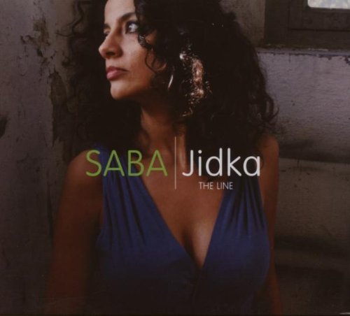 "Album cover featuring a woman in a blue dress against a grey wall."