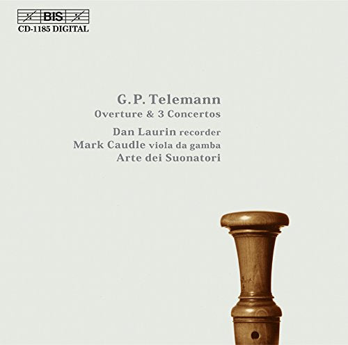 CD cover for Telemann’s Overture & 3 Concertos, featuring a recorder.