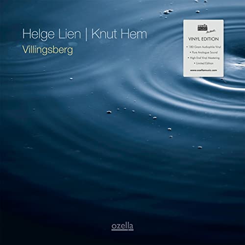 Vinyl record cover for Helge Lien & Knut Hem’s “Villingsberg,” blue water ripples.
