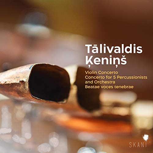 "CD cover with trumpet and text describing Talivaldis Kenins' musical compositions."