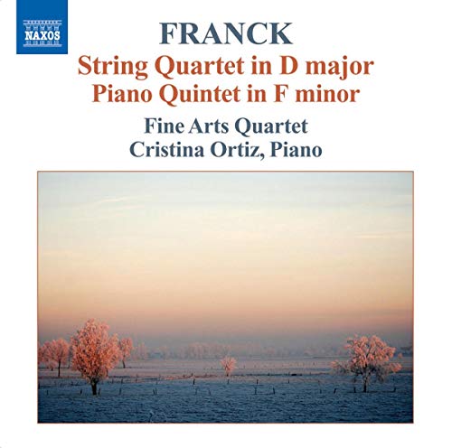 CD cover for Franck’s string and piano quintets with a winter landscape.