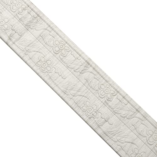 White oak-look decorative wall strip with repeating floral pattern.