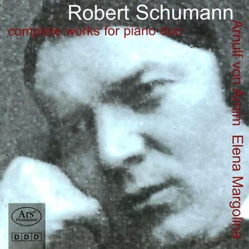 CD cover featuring a grayscale portrait of Robert Schumann and text.
