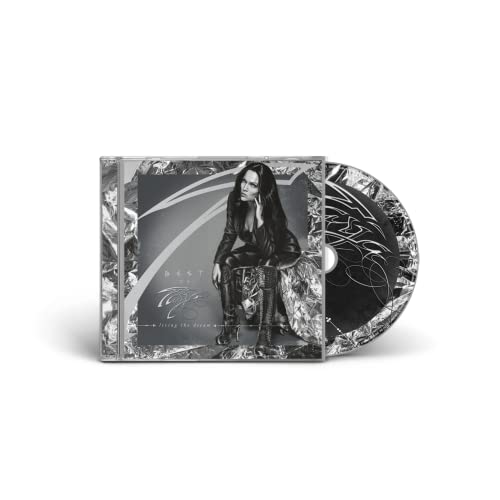 Tarja’s “Best Of” CD case and disc with a portrait of the artist.