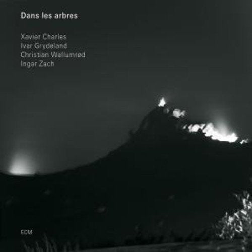 A black-and-white album cover with a dark mountain landscape and white text.