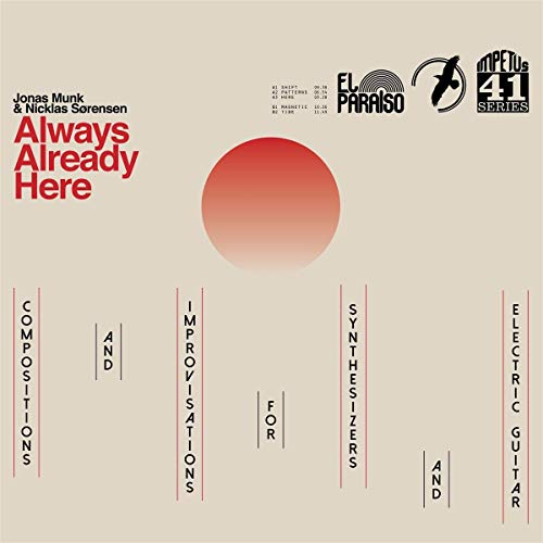 CD cover for Jonas Munk's "Always Already Here" with red circle design.