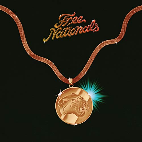Free Nationals" album cover: gold pendant necklace on black background.