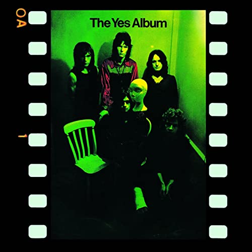 Yes album cover: band portrait in green tones with filmstrip border.