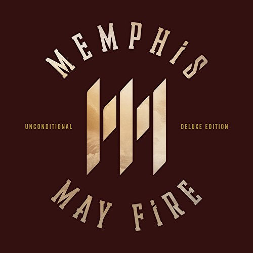 "Memphis May Fire album cover with 'Unconditional Deluxe Edition' text on dark red background."