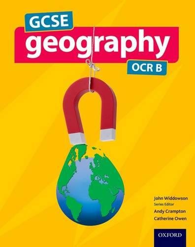 A geography textbook cover featuring a magnet attracting a globe, on a yellow background.