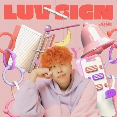 CD cover featuring a person with orange hair and playful objects.