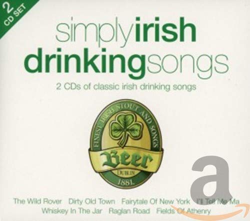 CD case for “Simply Irish Drinking Songs” with a beer graphic.