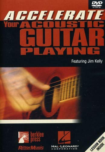 DVD cover for “Accelerate Your Acoustic Guitar Playing” with a guitarist’s hands.