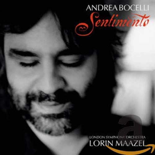 Andrea Bocelli album cover, “Sentimento”, featuring a close-up portrait.