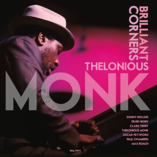 Thelonious Monk album cover, featuring a portrait and pink text.