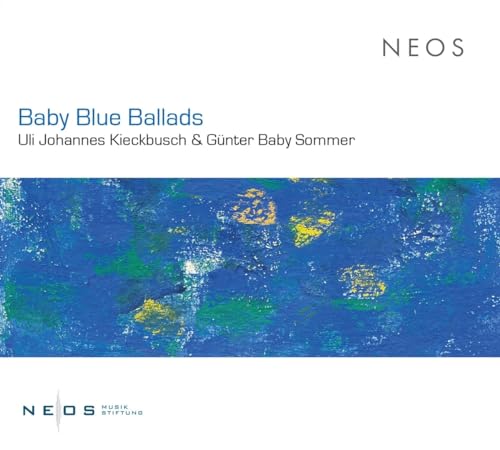 CD cover for “Baby Blue Ballads” with abstract blue and yellow painting.