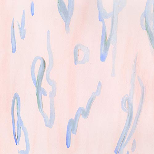 Abstract pastel pink and blue paint strokes on a textured surface.