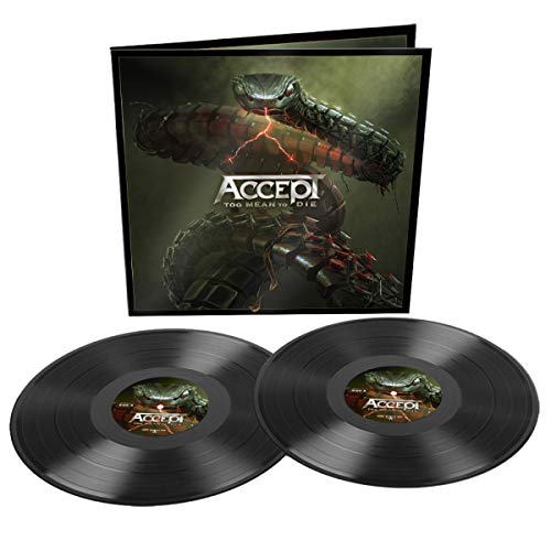 Accept Too Mean To Die vinyl record set with album cover and two discs.
