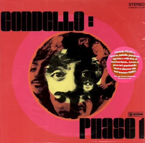 Red vinyl record cover with collage of faces and bold text.