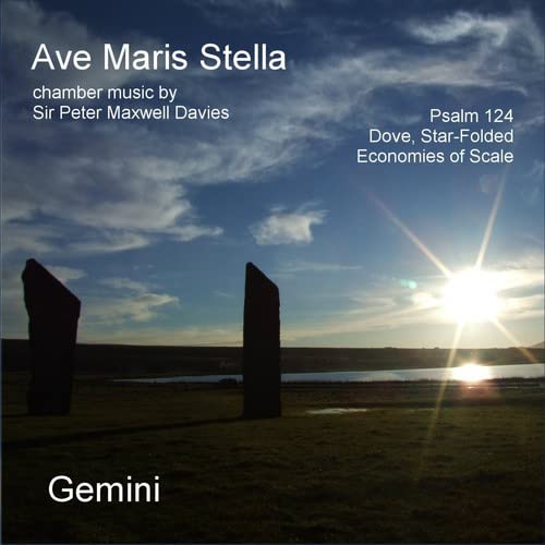 CD cover with a landscape, standing stones, and a bright sun.