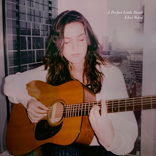 Eleri Ward album cover: woman with guitar, city view background.