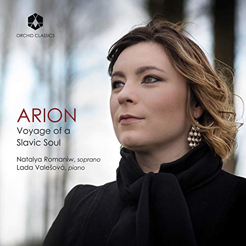 CD cover featuring portrait of soprano Natalya Romaniw, looking upwards.