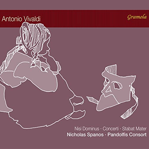 CD cover with white line drawing of a woman and mask on maroon.