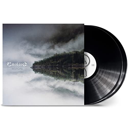 Enslaved “Heimdal” vinyl record with misty mountain landscape cover art.