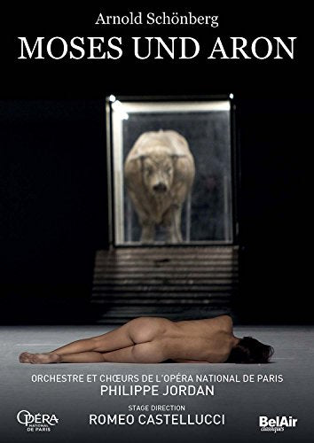 DVD cover featuring a nude man and a golden calf statue in a glass case.