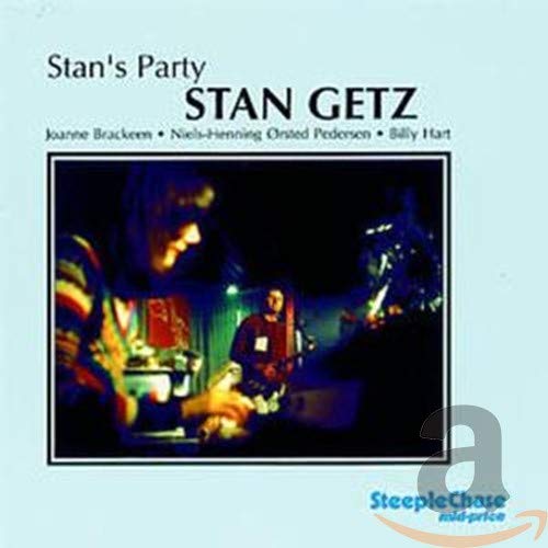 CD cover for Stan Getz’s “Stan’s Party” featuring musicians in a dimly lit room.