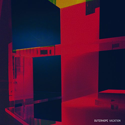 "Album cover for 'Outerhope - Vacation' featuring a red and blue abstract geometric design."
