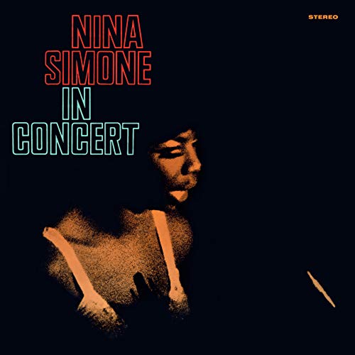 Nina Simone album cover, dark background, portrait in profile.