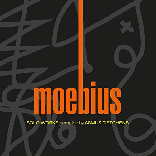 CD cover for Moebius’ “Solo Works” with abstract white lines on black.