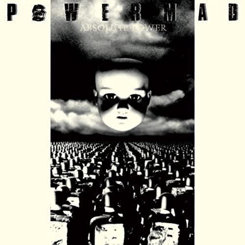 Powermad album cover: doll face with dark eyes over a crowd scene.