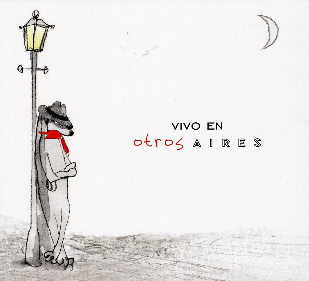 CD cover: sketched man with hat leaning on lamppost, moon.