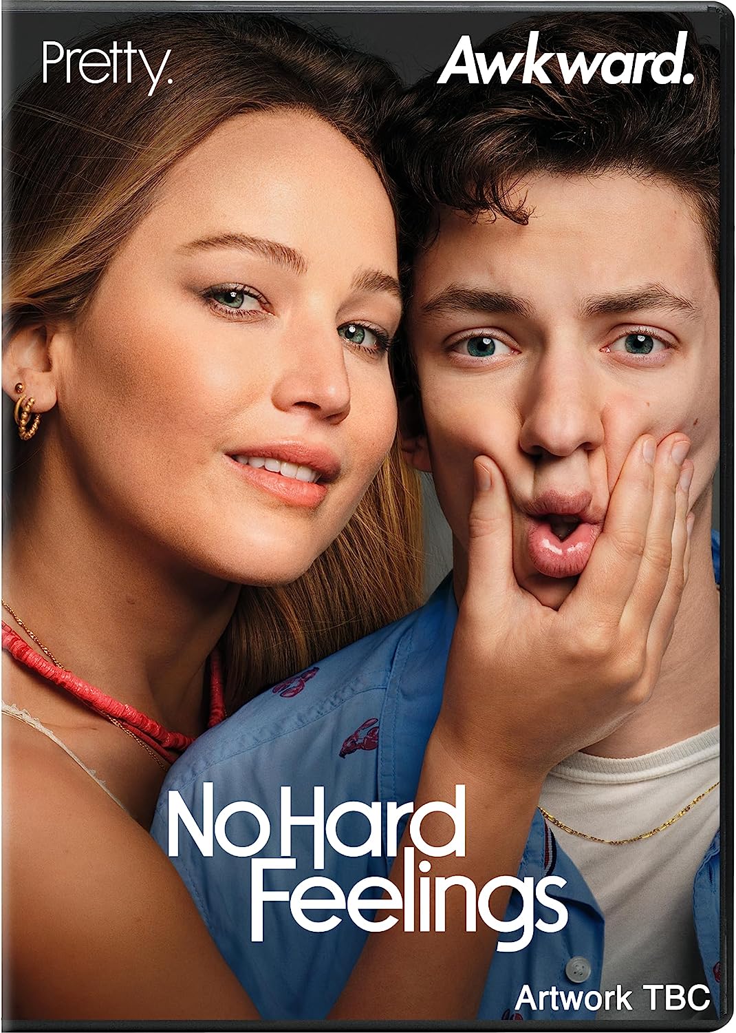 "DVD cover featuring a man and woman with text 'No Hard Feelings'."
