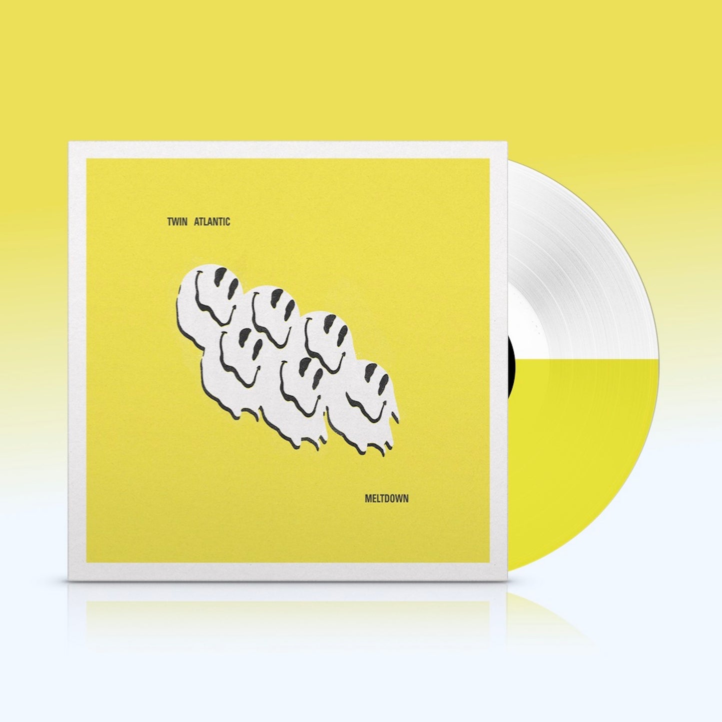 Twin Atlantic "Meltdown" vinyl record with yellow cover and white disc.