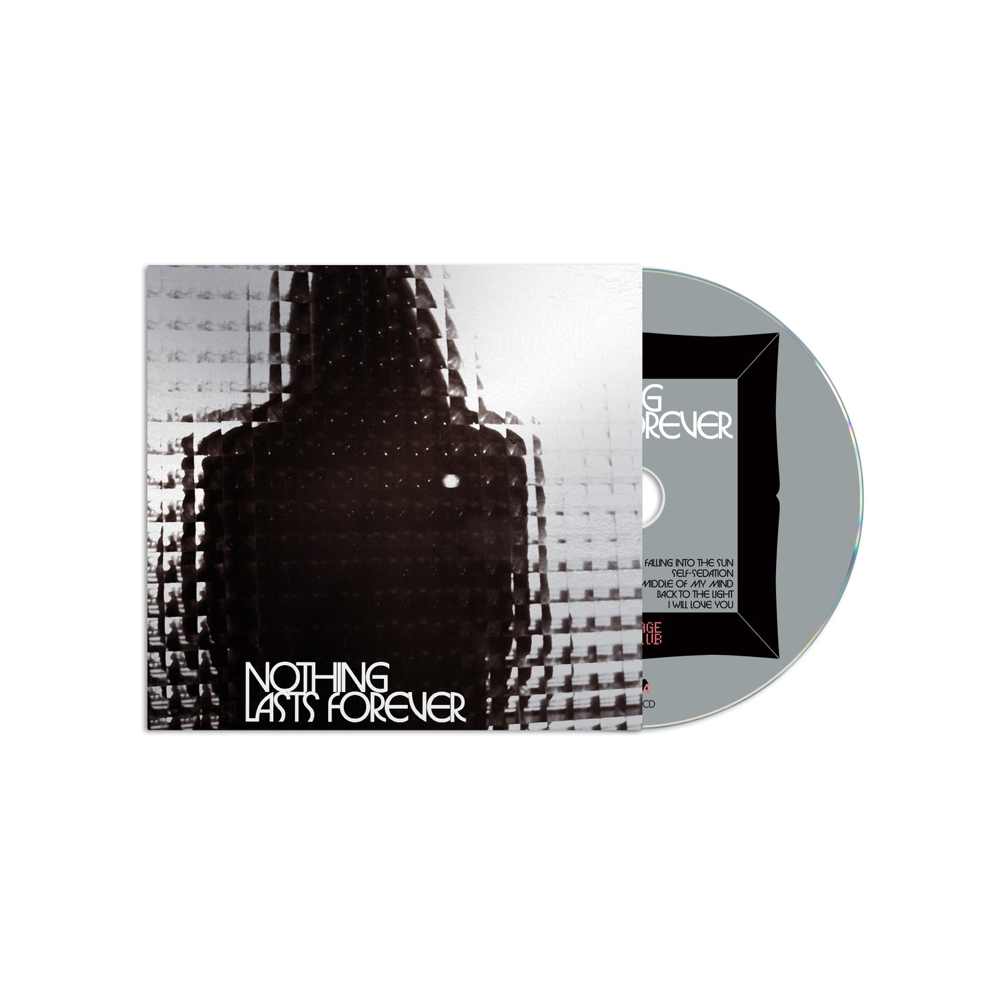 "CD case with a black and white cover and a partially visible CD."