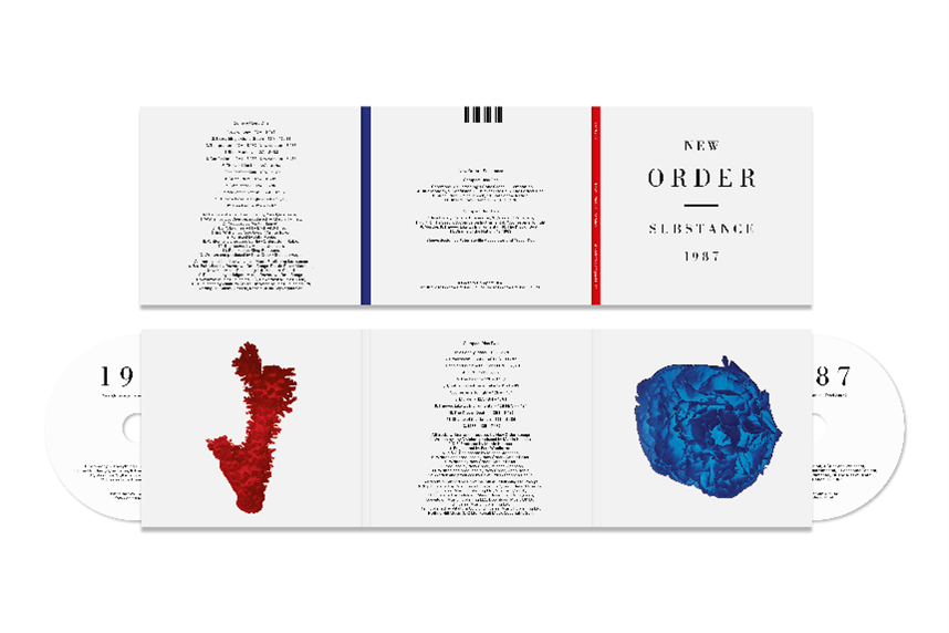 New Order Substance ‘87 CD packaging with abstract artwork and text.