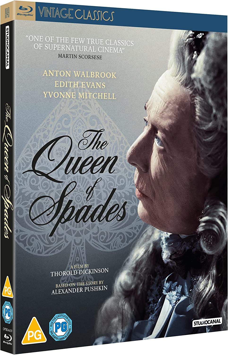 "The Queen of Spades" Blu-ray case with an elderly man in 18th-century attire.